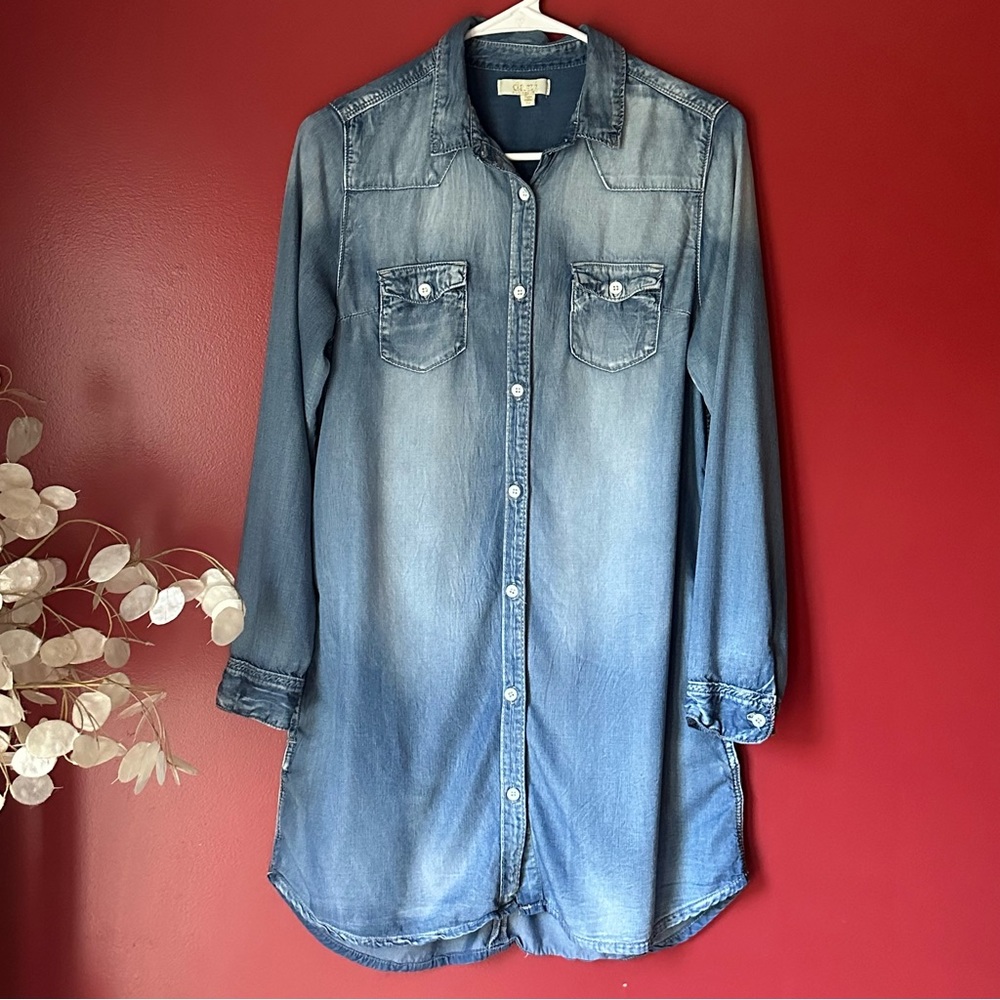 Long sleeve blue jean dress